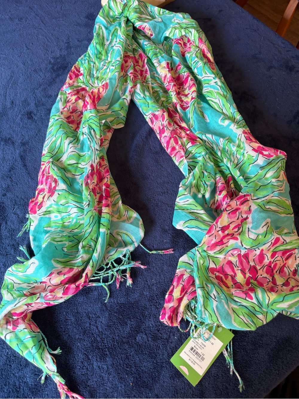 Lilly Pulitzer Turquoise, Pink & Green Floral Wrap Scarf
